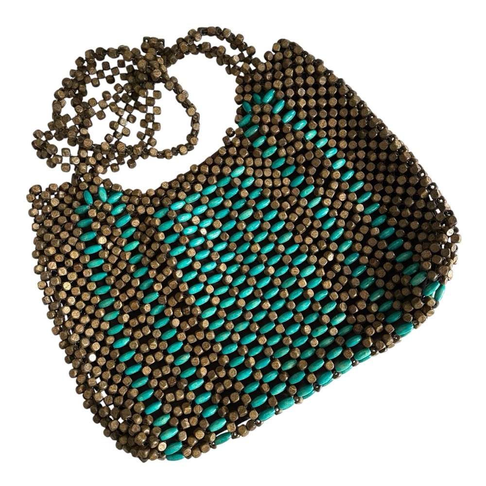 Turquoise & Brown Beaded Shoulder Bag